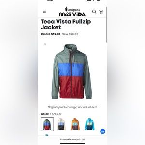 Cotopaxi NWT TECA VISTA FULL ZIP JACKET. Unisex WL/ MM